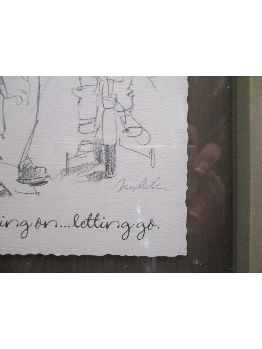 Hallmark Ken Sheldon Framed Sketch 'Holding OnLetting Go' Father & Son Art 10x8